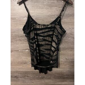 MAGICSUIT Sz 12 SHINE ON RITA RUFFLE TANKINI SWIMSUIT TOP BLACK Animal Print